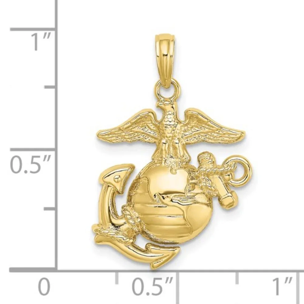 10K Yellow Gold U.S. Marine Corps Pendant – Solid Gold | Made in the USA